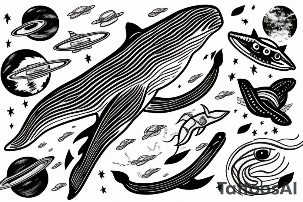A whale against the backdrop of space and a Japanese dragon tattoo idea