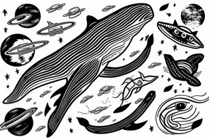A whale against the backdrop of space and a Japanese dragon tattoo idea