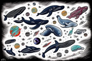 A whale against the backdrop of space and a Japanese dragon tattoo idea