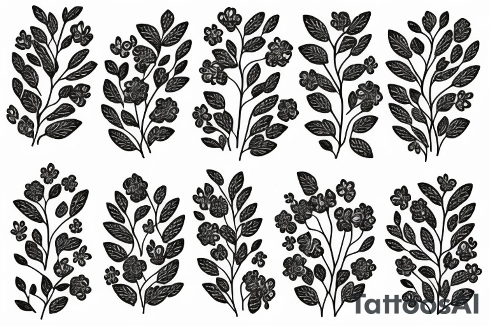 A flowering branch with small flowers against a white background tattoo idea