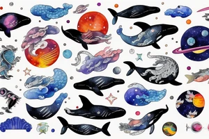 A whale against the backdrop of space and a Japanese dragon tattoo idea