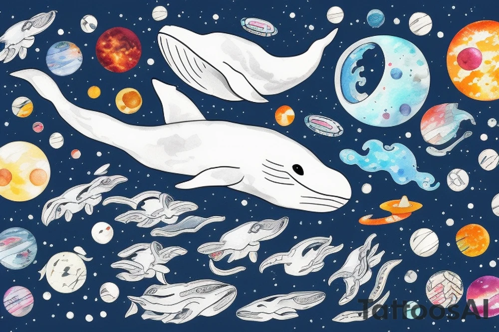 A whale against the backdrop of space and a Japanese dragon tattoo idea