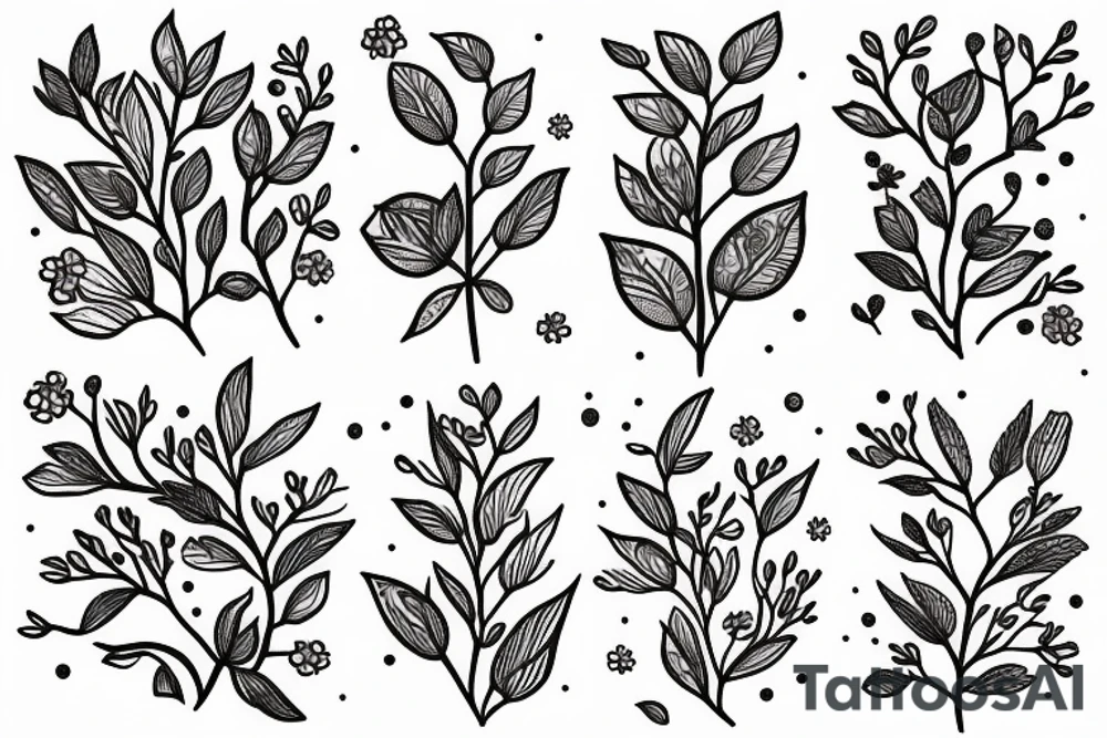A flowering branch with small flowers against a white background tattoo idea