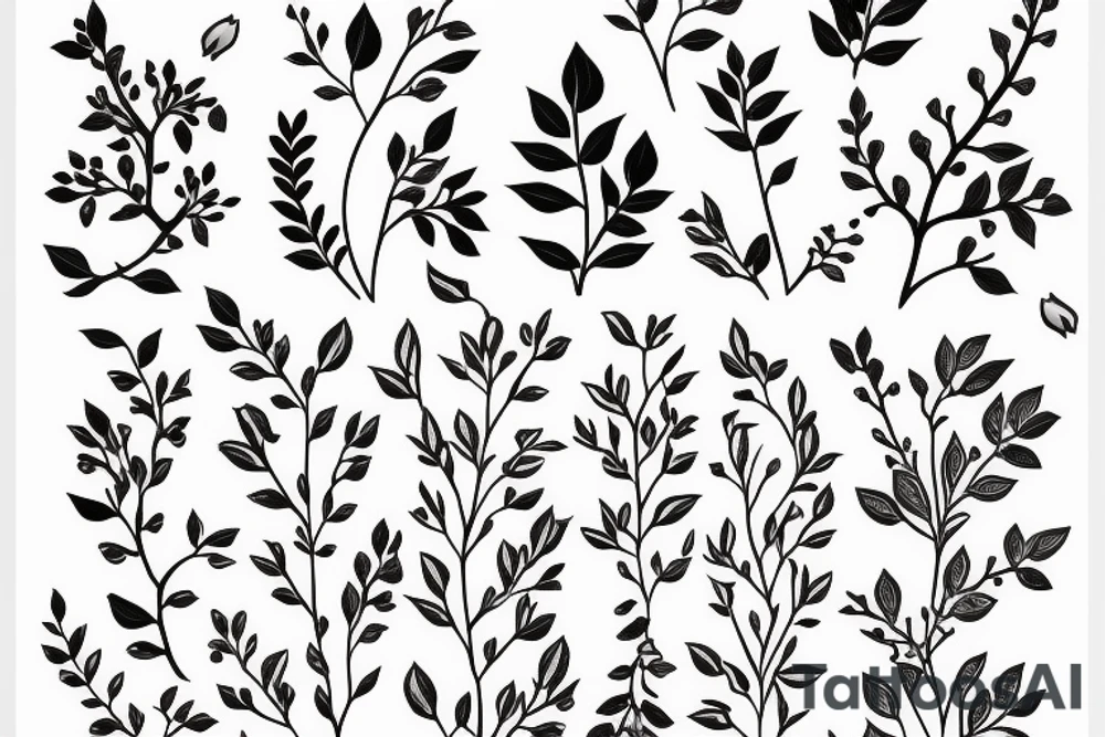 A flowering branch with small flowers against a white background tattoo idea