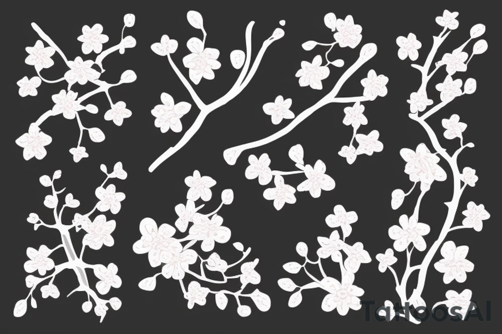 A flowering branch with small flowers against a white background tattoo idea