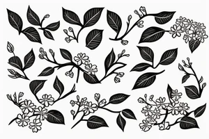A flowering branch with small flowers against a white background tattoo idea