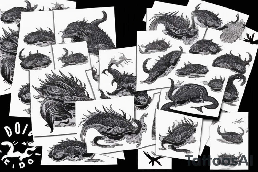 Whale and dragon tattoo idea