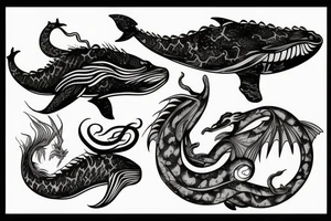 Whale and dragon tattoo idea