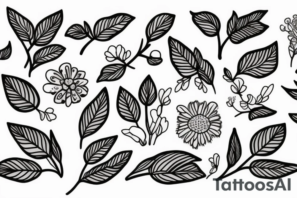A flowering branch with small flowers against a white background tattoo idea