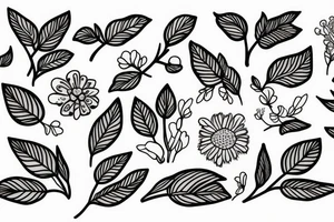 A flowering branch with small flowers against a white background tattoo idea
