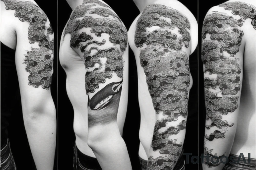 A realistic whale and a Chinese dragon tattoo idea