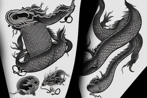 A realistic whale and a Chinese dragon tattoo idea