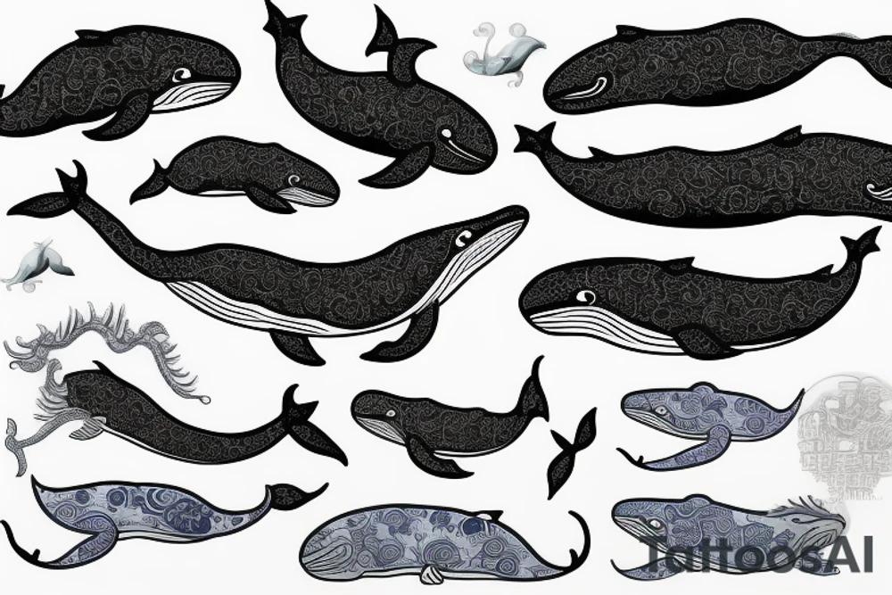 A realistic whale together  with a Chinese dragon tattoo idea