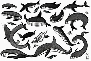 A realistic whale in the ocean meet with dragon tattoo idea