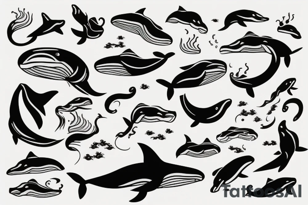 A whale in the ocean meet with dragon tattoo idea