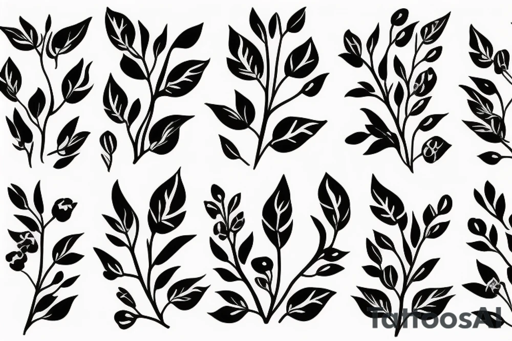 A flowering branch with small flowers against a white background tattoo idea