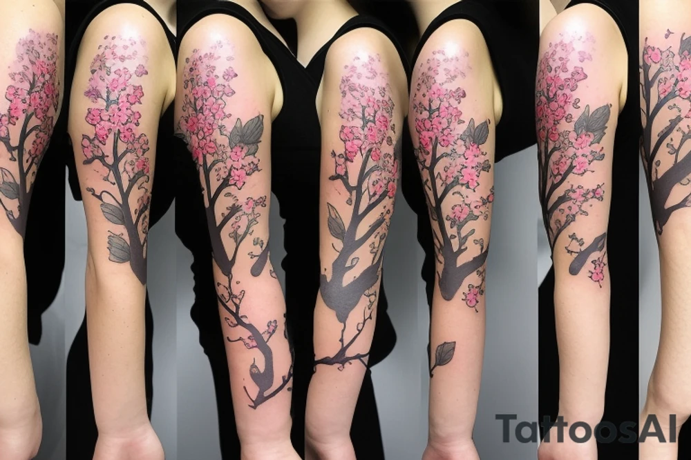 A flowering branch with small flowers against a white background tattoo idea