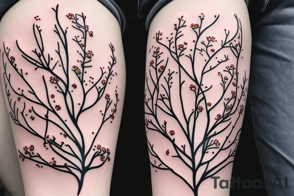 A flowering branch with small flowers against a white background tattoo idea