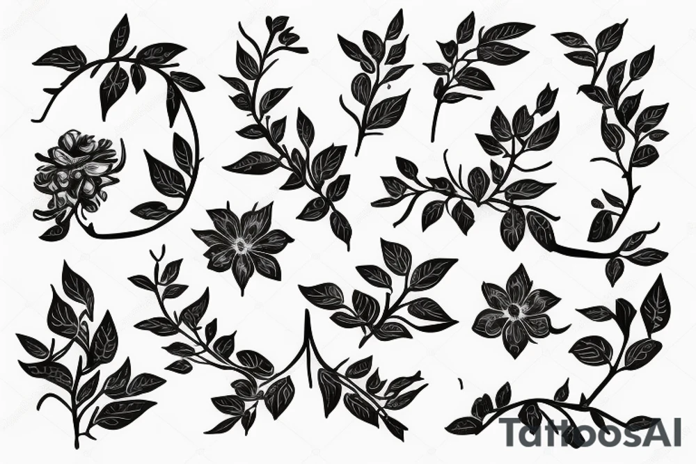 A flowering branch with small flowers against a white background tattoo idea