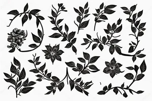 A flowering branch with small flowers against a white background tattoo idea