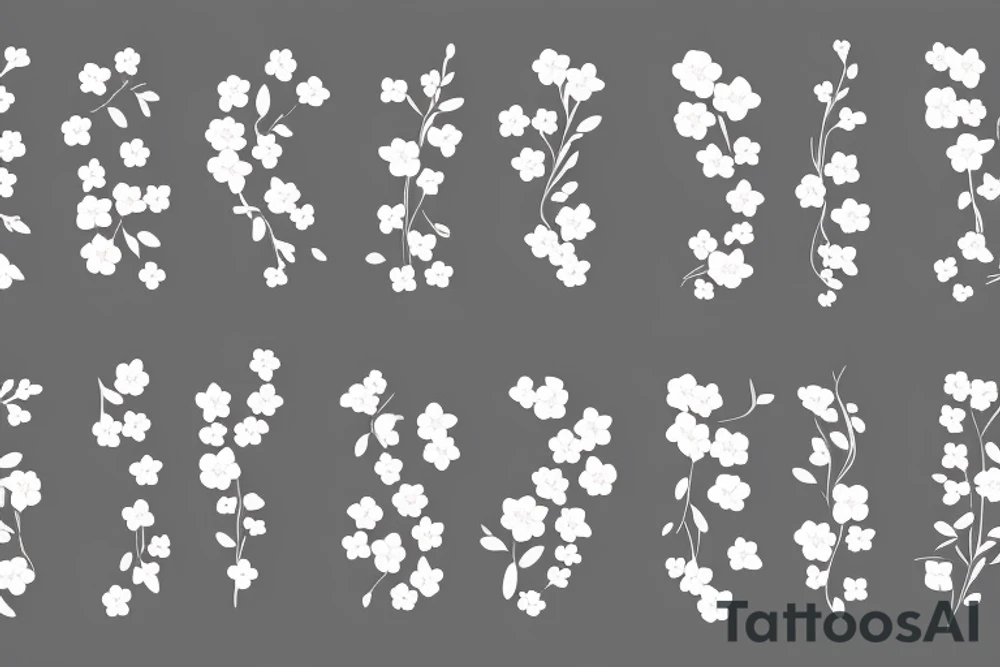 A flowering branch with small flowers against a white background tattoo idea