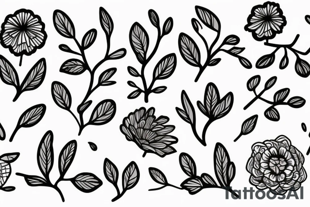 A flowering branch with small flowers against a white background tattoo idea