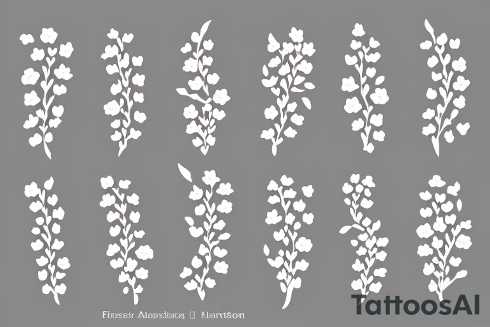 A flowering branch with small flowers against a white background tattoo idea