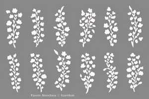 A flowering branch with small flowers against a white background tattoo idea