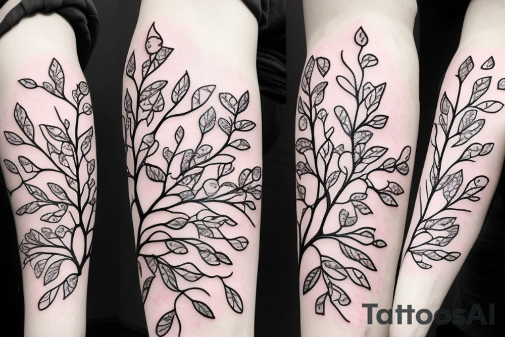A flowering branch with small flowers against a white background tattoo idea