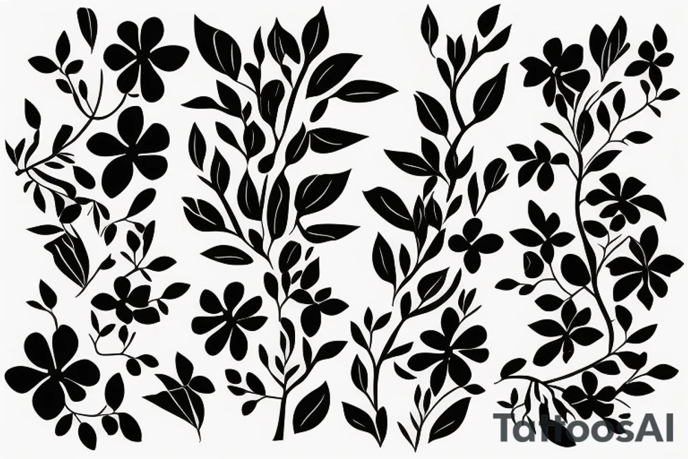 A flowering branch with small flowers against a white background tattoo idea