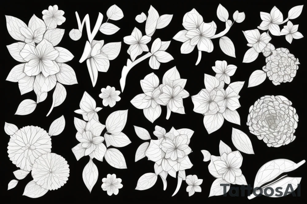 A flowering branch with small flowers against a white background tattoo idea