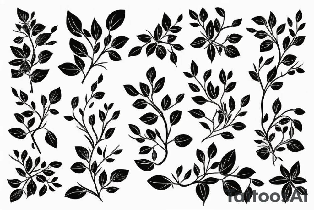 A flowering branch with small flowers against a white background tattoo idea