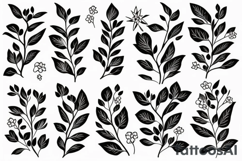 A flowering branch with small flowers against a white background tattoo idea