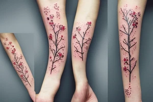 A flowering branch with small flowers against a white background tattoo idea