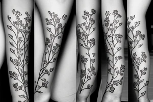 A flowering branch with small flowers against a white background tattoo idea