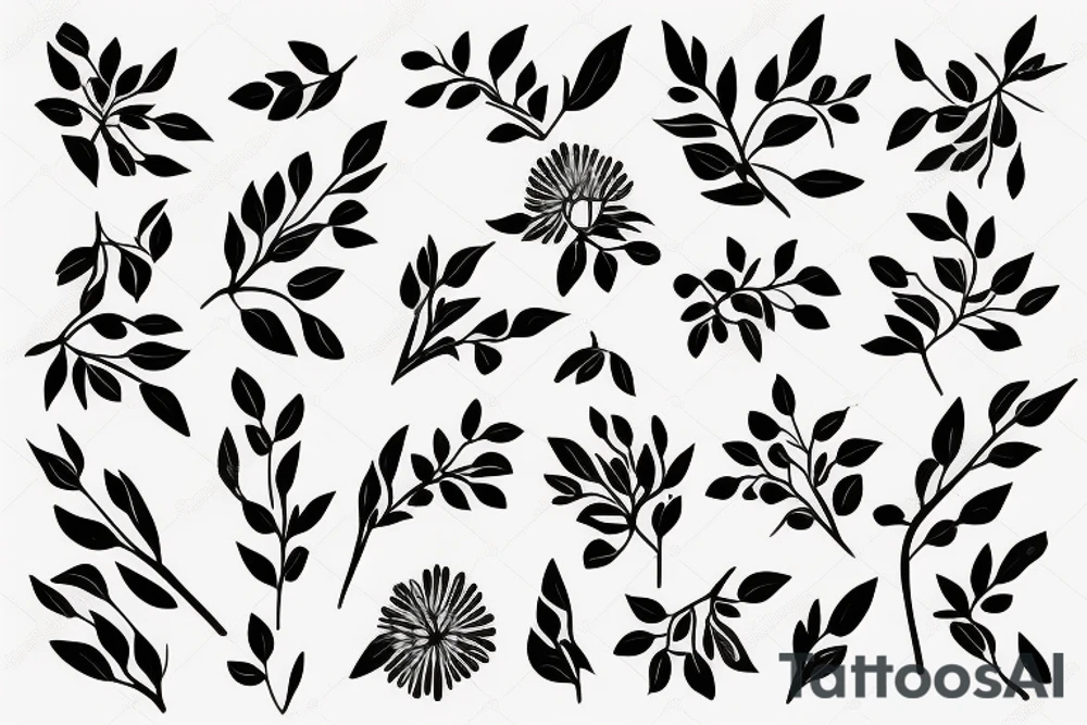A flowering branch with small flowers against a white background tattoo idea