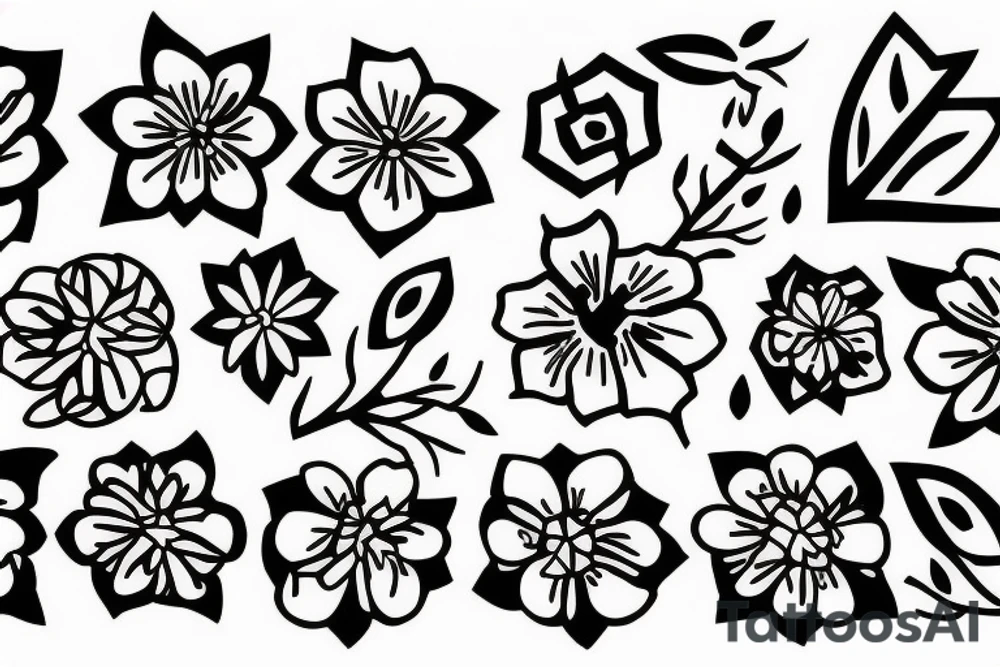 A flowering branch with small flowers against a white background tattoo idea