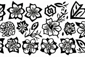 A flowering branch with small flowers against a white background tattoo idea