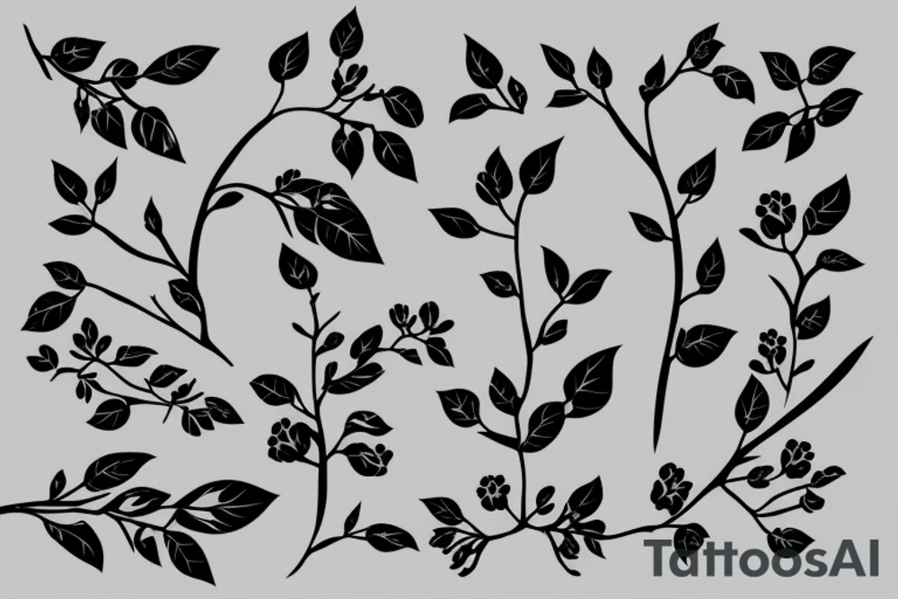 A flowering branch with small flowers against a white background tattoo idea