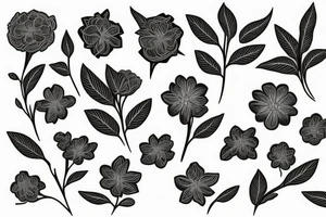 A flowering branch with small flowers against a white background tattoo idea