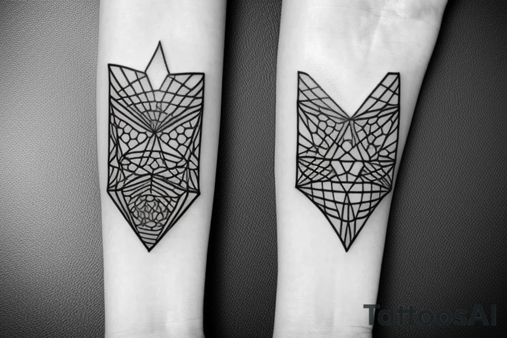 the tattoo should be on a white background, geometric pattern in black, minimalist style tattoo idea