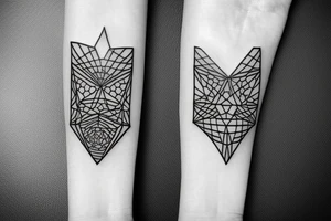 the tattoo should be on a white background, geometric pattern in black, minimalist style tattoo idea