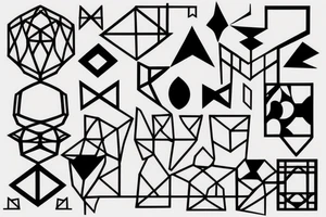 the tattoo should be on a white background, geometric pattern in black, minimalist style tattoo idea