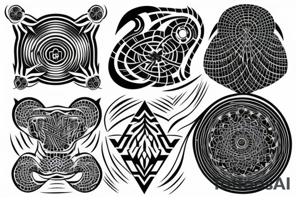 the tattoo should be on a white background, geometric pattern in black, minimalist style tattoo idea