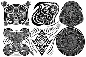 the tattoo should be on a white background, geometric pattern in black, minimalist style tattoo idea