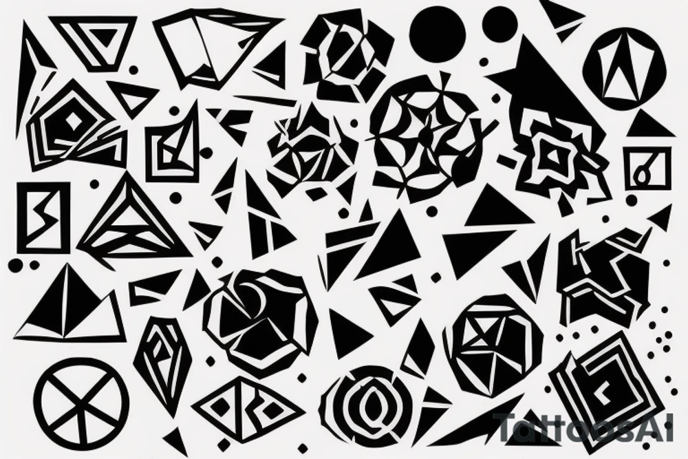 the tattoo should be on a white background, geometric pattern in black, minimalist style tattoo idea