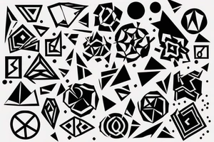 the tattoo should be on a white background, geometric pattern in black, minimalist style tattoo idea