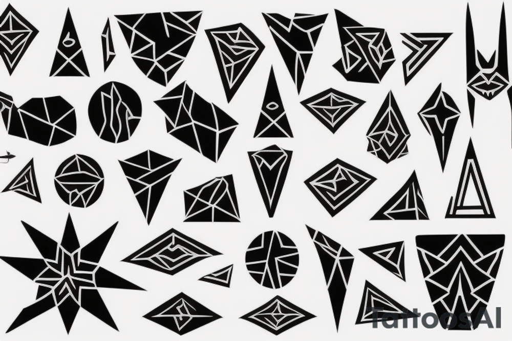 the tattoo should be on a white background, geometric pattern in black, minimalist style tattoo idea