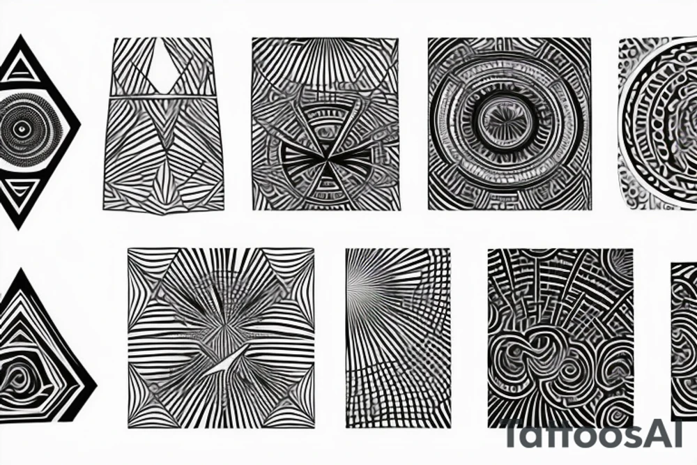 the tattoo should be on a white background, geometric pattern in black, minimalist style tattoo idea