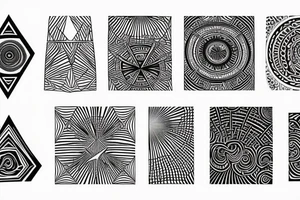 the tattoo should be on a white background, geometric pattern in black, minimalist style tattoo idea